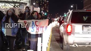 USA: Hundreds protest Rittenhouse trial verdict at Barclay's in Brooklyn