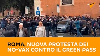 Roma, nuova protesta dei no-vax contro il green pass