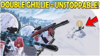 DOUBLE SNOW GHILLIE SUIT on NEW VIKENDI SNOW MAP w/ SNOWMOBILES (27 KILL DUO) in PUBG Mobile