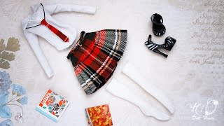 ?Как сшить юбку на кокетке, галстук и гольфы для кукол!?✨Собираем школьную форму для куклы!✨DIY