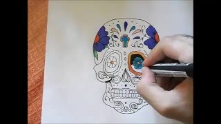 Speed Drawing : Teschio Messicano Tattoo | Geco Multicolor