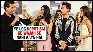 Karan Johar DEFENDS Ananya Pandey For Nepotism, Welcomes Tara, Tiger | #SOTY2 Trailer Launch