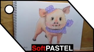 Как нарисовать масляной пастелью свинку. pig oil pastel