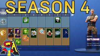 Fortnite Season 4 | ALL BATTLE PASS SEASON 4 SKINS, BACK BLING, EMOTES AND SPRAYS!