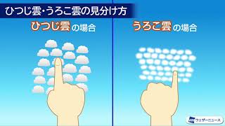 うろこ雲とひつじ雲　簡単に見分ける方法　東北から九州の広範囲で出現