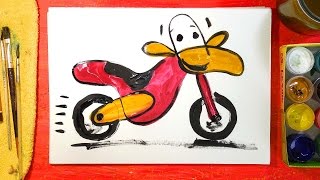 Как нарисовать Мотоцикл. Урок рисования для детей, Машинки Петрушки