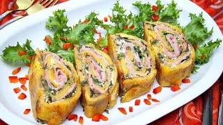 ВКУСНОЕ ГОРЯЧЕЕ БЛЮДО ИЗ КАРТОФЕЛЯ - Картофельный рулет с ветчиной и сыром
