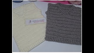 Chaleco unisex escote V  en crochet