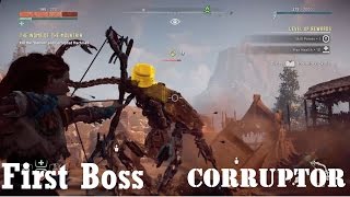 Horizon Zero Dawn: First Boss Fight - Corrupter (Hard Difficulty)