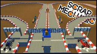Scrap Mechanic ➤ Amazing Race Track! Self Driving Cars & Pirate Hover Ship With Catapult!