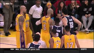 Nick Young ejected for forearm to Steven Adams' throat