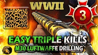 COD WW2 - "M30 LUFTWAFFE DRILLING" "GOLD CHEETAH CAMO" SHOTGUN - (HOW TO GET EASY TRIPLE KILLS)