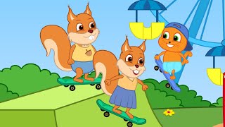 Famille d'Écureuil - Faire De La Planche à Roulettes Dessins Animés 2021 en Français