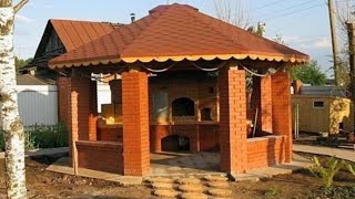 Беседка с барбекю с мангалом своими руками из кирпича