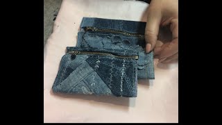 Маленькие джинсовые радости: кошелечек из джинсы своими руками/ jeans wallet  / sew from jeans / DIY