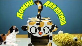 Домик для кота из картона