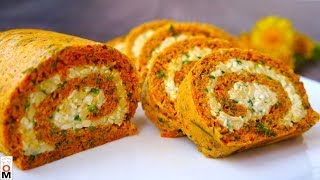 Морковный Рулет с Сырной Начинкой