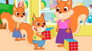 Famille d'Écureuil - Colorié Le Puzzle Animé 2022 en Français
