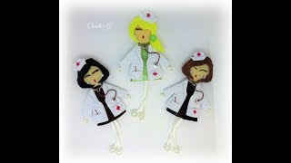 Брошь-куколка ВРАЧ из фетра и фоамирана. МАСТЕР КЛАСС. DIY. Felt and foamiran brooch-doll DOCTOR