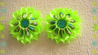 Заколки канзаши "Лимонный фреш"/Kanzashi/DIY/Tutorial
