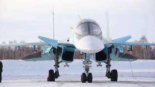 Выполнение сложных элементов летной подготовки на бомбардировщиках Су-34 в Челябинской области