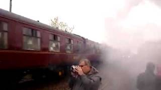 Man almost gets hit by a train! Really close!