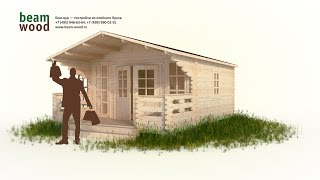 Садовый домик 3,8x5,3 с верандой из бруса (сборка 3d)
