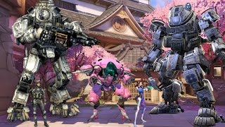 OVERWATCH WITH FRIENDS - TITANFALL D.VA, FAILS, GREATEST PUSH BACK IN OVERWATCH HISTORY