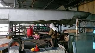 Пескоструй алюминиевого катера/Sandblasting of aluminum boat