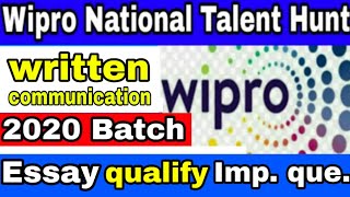 Wipro National Talent hunt for 2020 Batch Essay writing commanly asked questions wipro 2020 Exam
