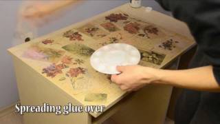 How to decoupage desk in retro style (decopatch)