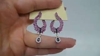 Серьги с натуральным рубином и сапфиром Крылья Ангела Серебро 925