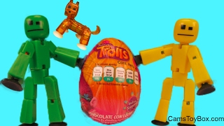 Trolls Egg Stikbot Pets StikDog Stop Motion Opening Surprise Chocolate Egg Fun Toys Animation Kids
