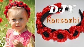 Ободок Маки Канзаши / DIY Poppy Kanzashi