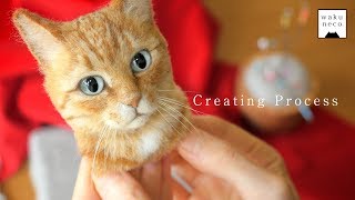 羊毛フェルトで猫を作る制作過程2　A process of making a cat with wool felt.