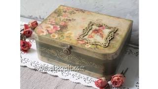 Decoupage box tutorial - DIY. How to use french gilding wax. Shabby chic