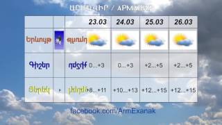 Եղանակը մարտի 22-26-ին / exanaky marti 22-26-in / 2017թ