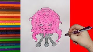 How to draw Krang, ninja turtles, Как нарисовать Крэнга