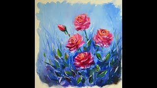 Розы в саду. Мастихин, масло.  Roses in the garden.