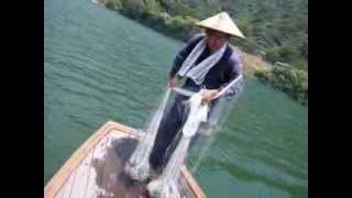 Parformance of the Cast net fishing @ Shimanto river, Kochi Prefecture in Japan!