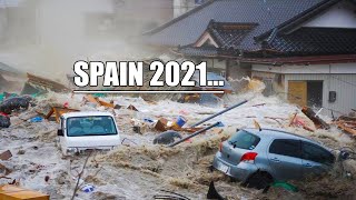 A devastating flood has swept the streets of cities in Spain! Footage Compilation