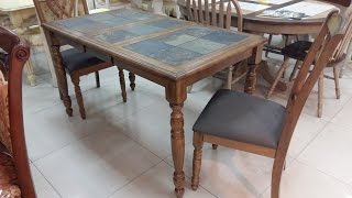 Cтолы с керамической плиткой Малайзия. .Стол обеденный раскладной T 14311 OAK LATITUDE.