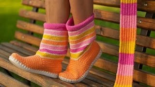 Вязанные сапожки