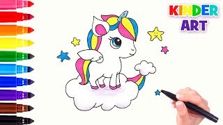 Как нарисовать радужного единорога с крыльями поэтапно | How to draw a rainbow unicorn