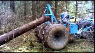 Мотоблок МТЗ-05 - трелёвочник. Трелюем лес. Walking tractor MTZ-05. Trellevochnik.