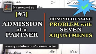 Admission of a Partner[#3] [Comprehensive problem with 7 adjustments] in Partnership Accounting