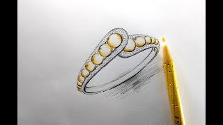 How to draw jewelry design | pearl bangle.