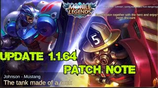 Mobile Legends - Update 1.1.64 Patch Note | New Hero,New Skin,Hero Balance Changes