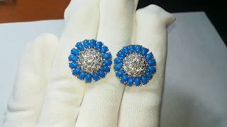 Серьги .Серебро 925 проба. Бирюза.