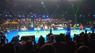 SAINA NEHWAL / SINDHU  VS LEE CHONG WEI / LINDAN DOUBLES  . ENTERTAINING THE YONEX FAMILY MEMBERS .